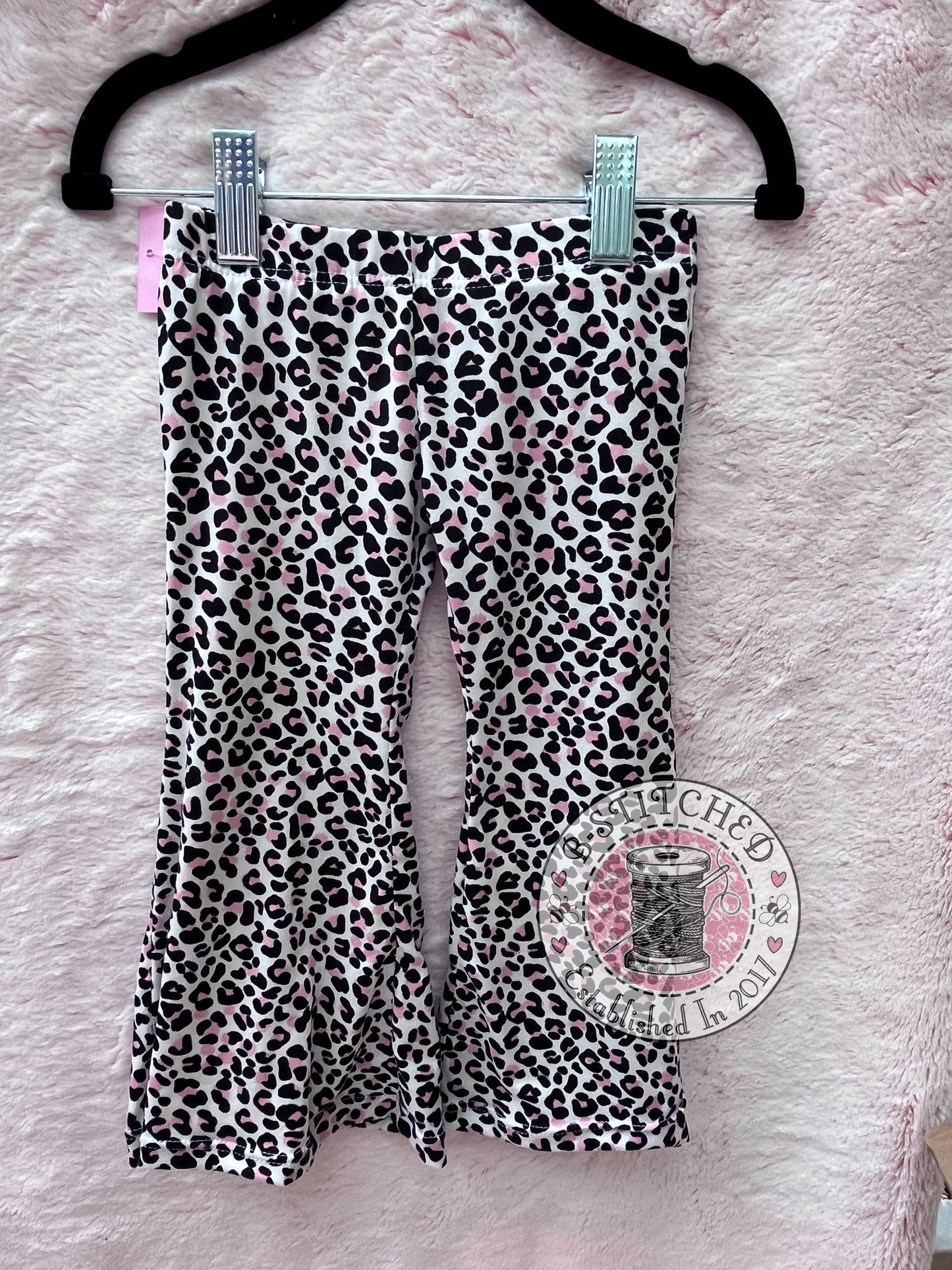 2T Pink Leopard Flared Pants