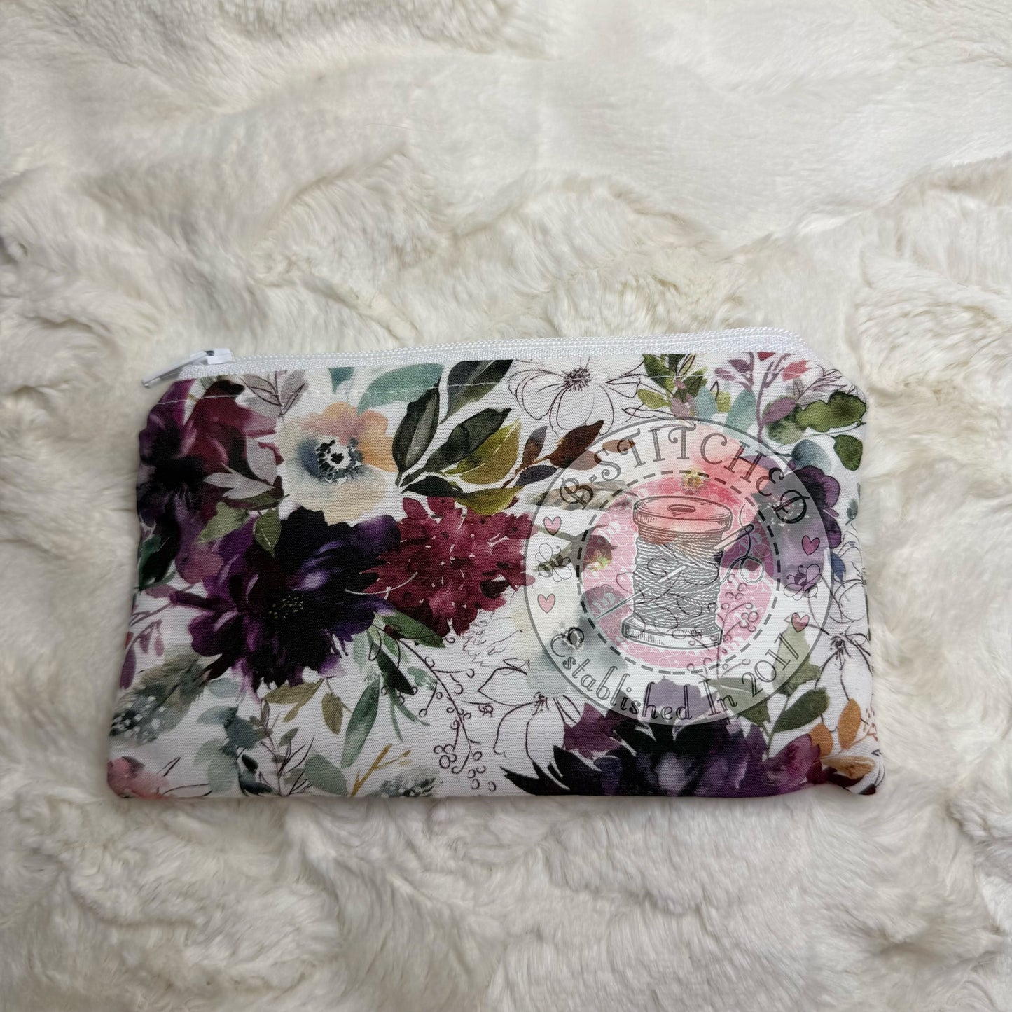 Burgundy Floral Zippy Bag